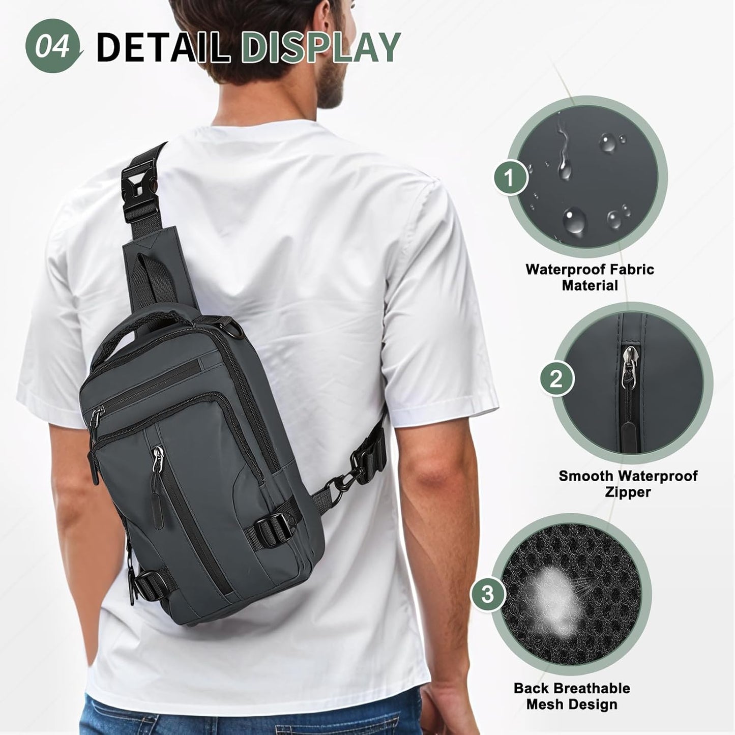 Skiennix Anti-Theft Crossbody Backpack - Lightweight Convertible Sling Bag for 9.7-Inch Tablet | Grey