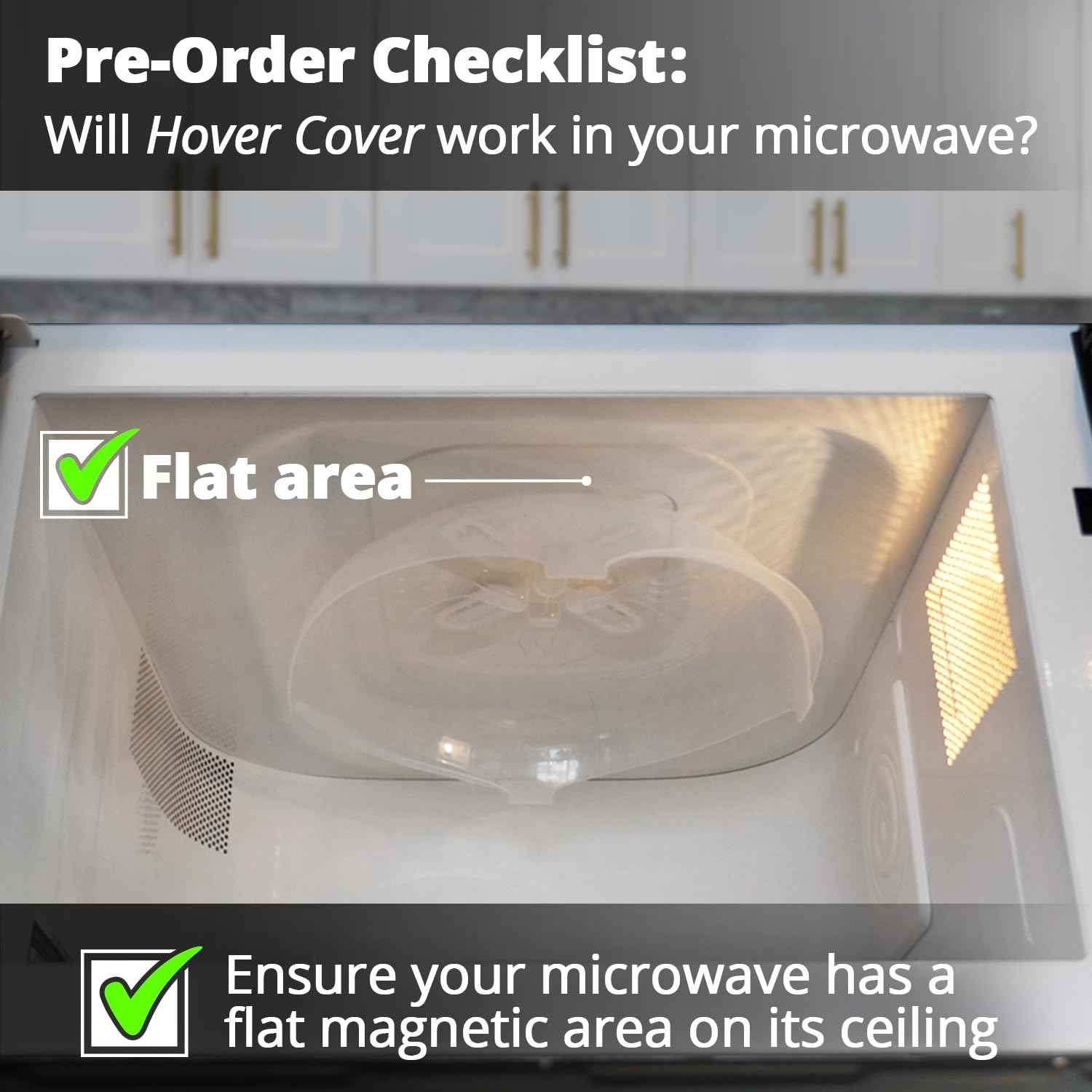 HOVER COVER Magnetic Splatter Cover, 12-Inch Clear BPA-Free Food Lid, Vented Plate Guard with Steam Vents, Anti-Splash Microwave Lid, Dishwasher Safe, Space-Saving Magnetic Storage - Ivory