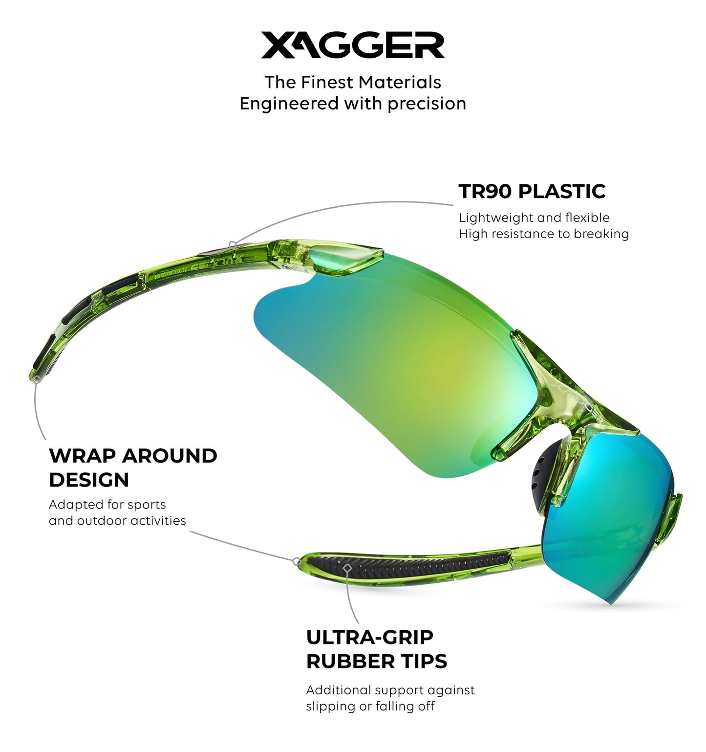 Xagger Kids Youth Polarized Sports Sunglasses for Boys Girls Baseball Softball Glasses TR90 Frame
