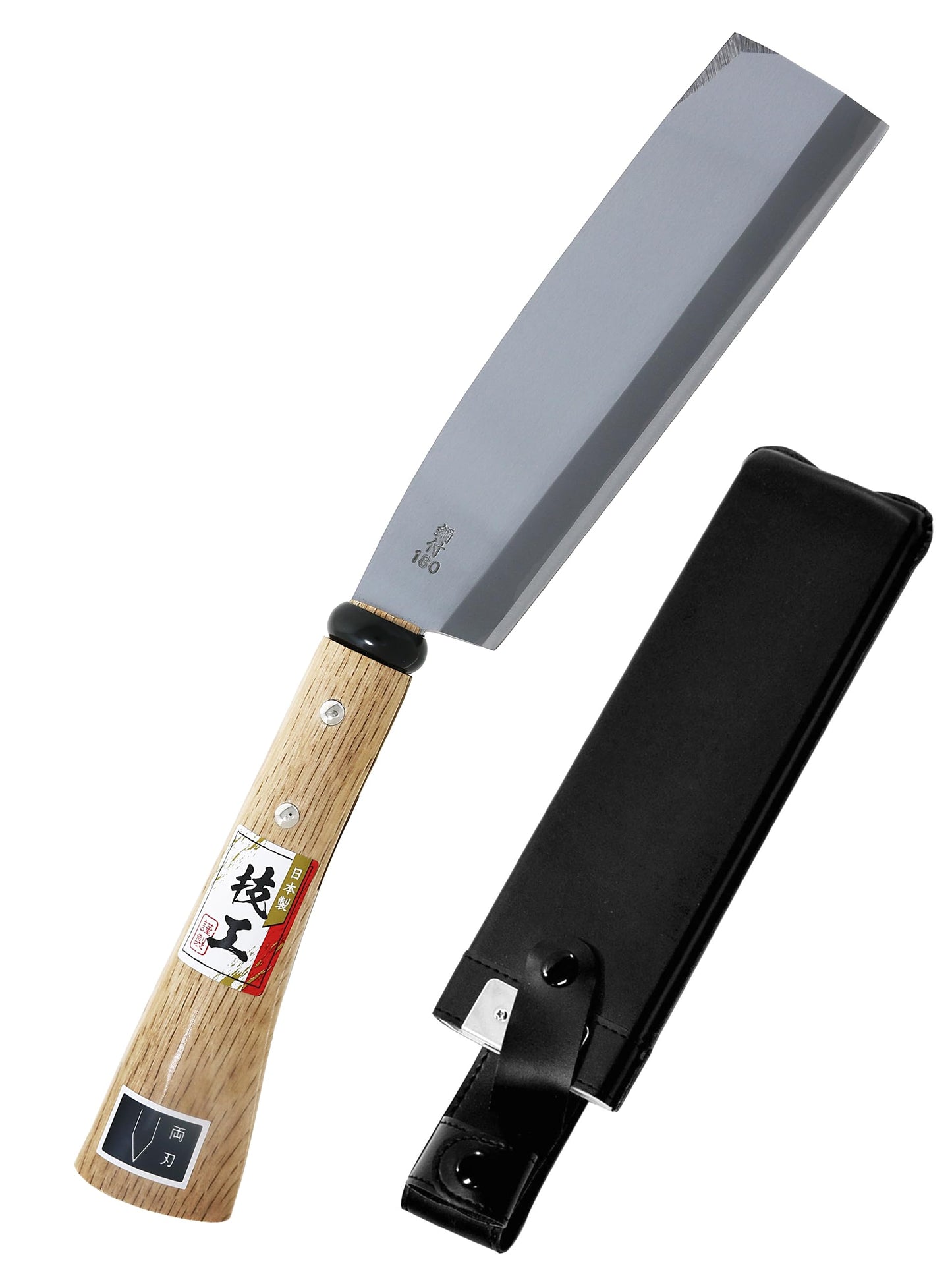 KAKURI Japanese NATA Hatchet Tool with Sheath 7" [Double Bevel] Made in Japan, All Purpose Garden Axe Tool with Wood Handle for Splitting, Cutting, Chopping, Carving, Shaving