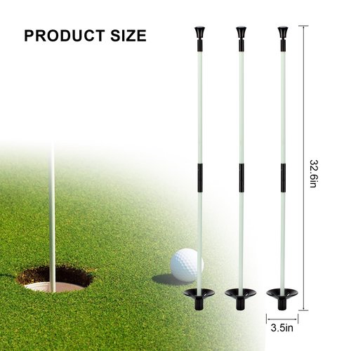 KVMORZE Golf Flagstick, Golf Pole Pin Flagpole Portable Detachable Design, Practice Putting Green Flag Stick for Yard Club, Backyard GolfCourse 3FT Heights Available, 3 Pack
