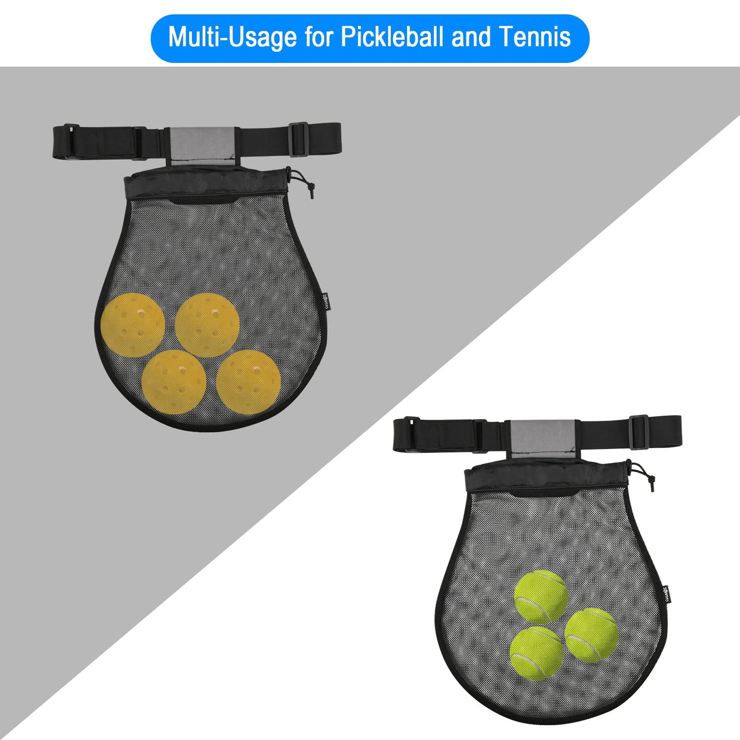 Cosmos Pickle Ball Waist Bag Holder Pickleball Waist Pouch Bag Ball Pouch for Holding Pickle Ball Game Universal Training Equipment Bag