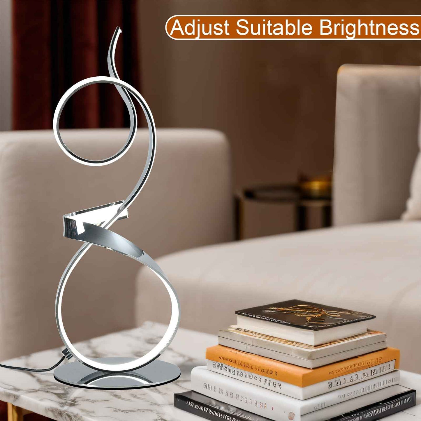 AooLiWang 21inch 20W 2700LM Modern Upscale Desk Light 3 Color Wireless Remote Control Dimmer Table Lamp for Living Room,Bedroom (Chrome Finsh)