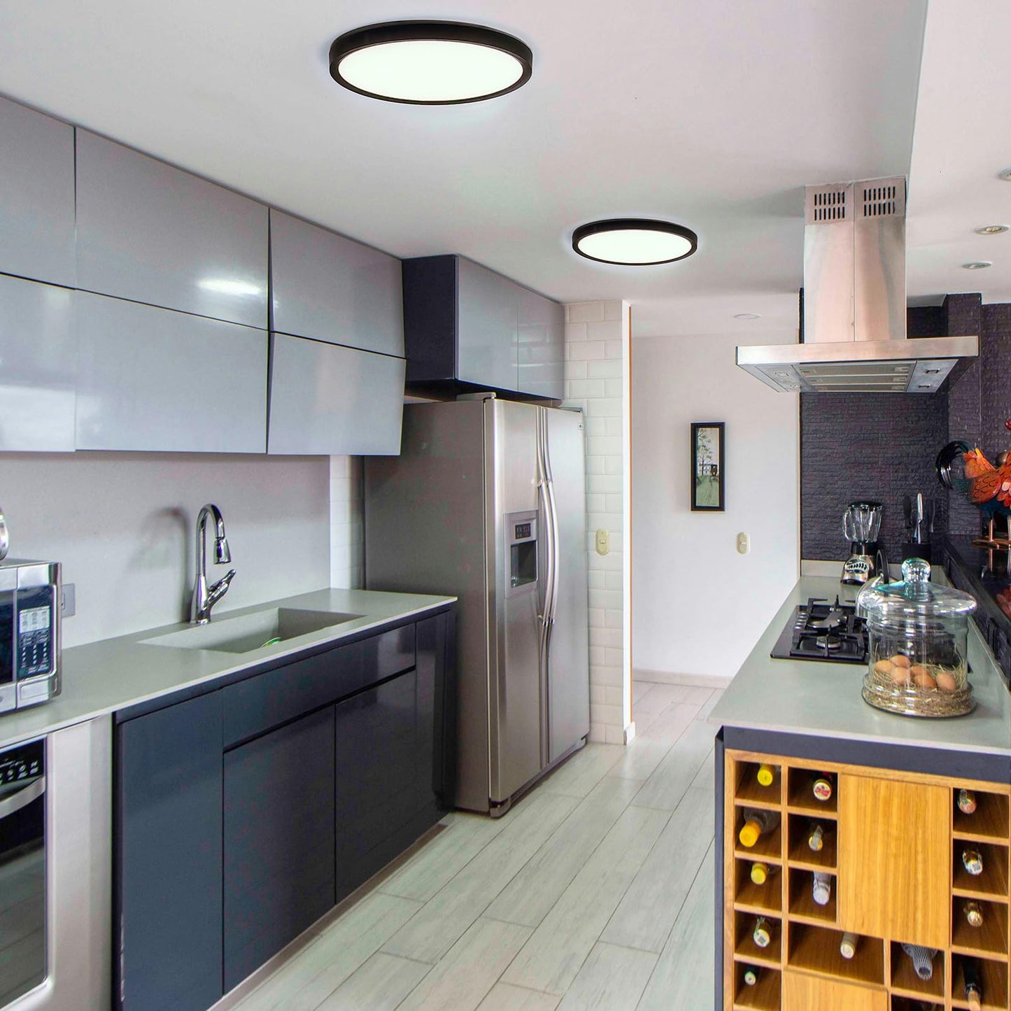 Laiyidia 12 Inch Dimmable Flush Mount Ceiling Light Fixtures, 5CCT (2700K-6500K) Selectable, 24W 2640LM, 50000- Hour Lifespan, Ultra Slim LED Ceiling Light for Bedroom, Black, 8Pack