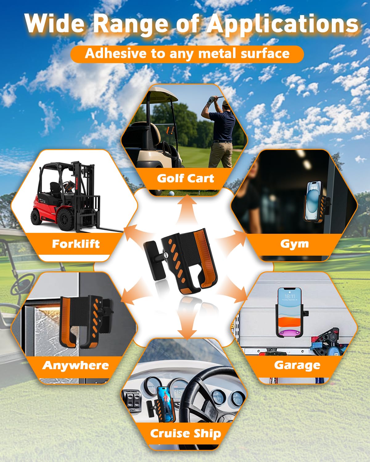 Zekoodl Golf Cart Phone Holder, Magnetic Phone Holder for Golf Cart, with Super Strong N52 Magnets, Fits EZGO/Yamaha/Club Car/Icon Golf Cart, Golf Accessories for Men & Women - Golf Cart, Gym (1 Pack)