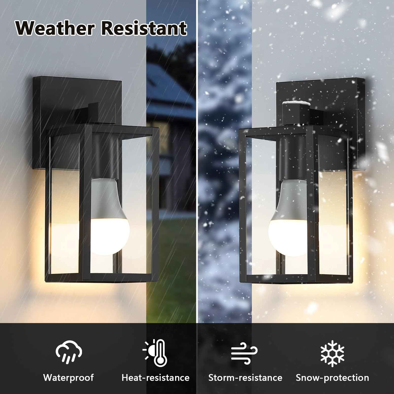 ZSLAIFU Outdoor Wall Lights, Outdoor Light Fixture, Outside Lights for House with E26 Smart Bulb, Front Porch Light Waterproof Glass Black Exterior Lighting Fixtures for House, Patio, Garage (1pc)