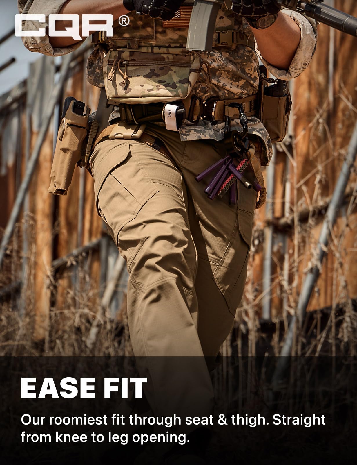 CQR Men's Tactical Pants, Water Resistant Ripstop Cargo Pants, Lightweight EDC Work Hiking Pants, Outdoor Apparel, Raider Mag Cougar, 36W x 30L