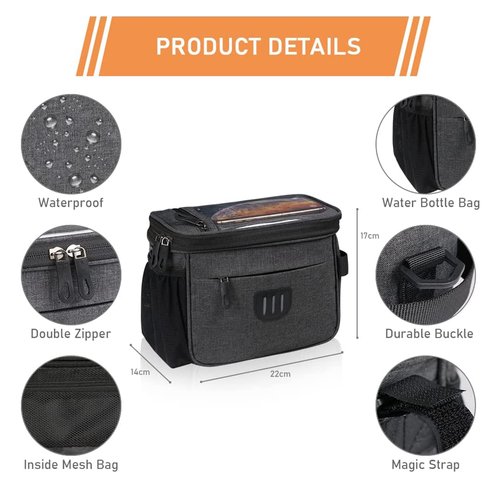 CALLCASE Bike Handlebar Bag Bicycle Front Bag Shoulder Bag Storage Bag with Shoulder Strap for Road Mountain Bike Cycling Travel -Grey