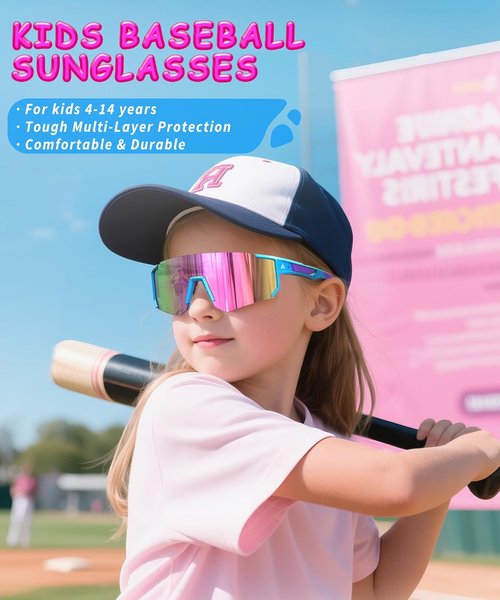 Kids Sunglasses - UV Protection Youth Baseball & Softball Glasses for Ages 4-14 | 3-Pack
