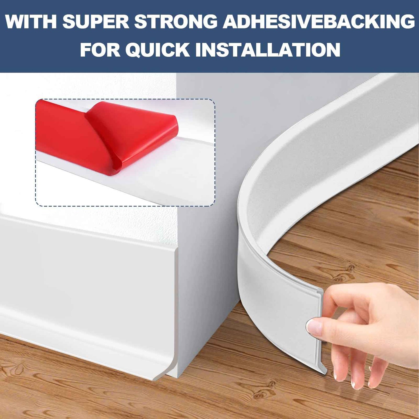 DSGL Flexible Baseboard Molding Trim, 4 in x 20 Ft Self-Adhesive Vinyl Wall Base,Peel and Stick Rubber Wall Base Moulding Trim (White)