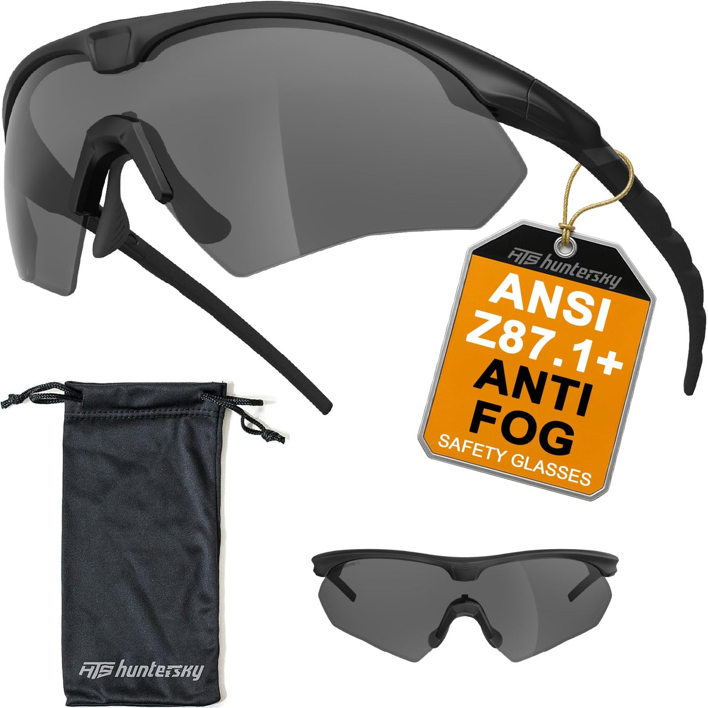 HTS HUNTERSKY S53 Anti Fog Tactical Shooting Range Tinted Safety Glasses Ballistic Eye Protection Hunting Airsoft Riding Pickleball Outdoor goggles