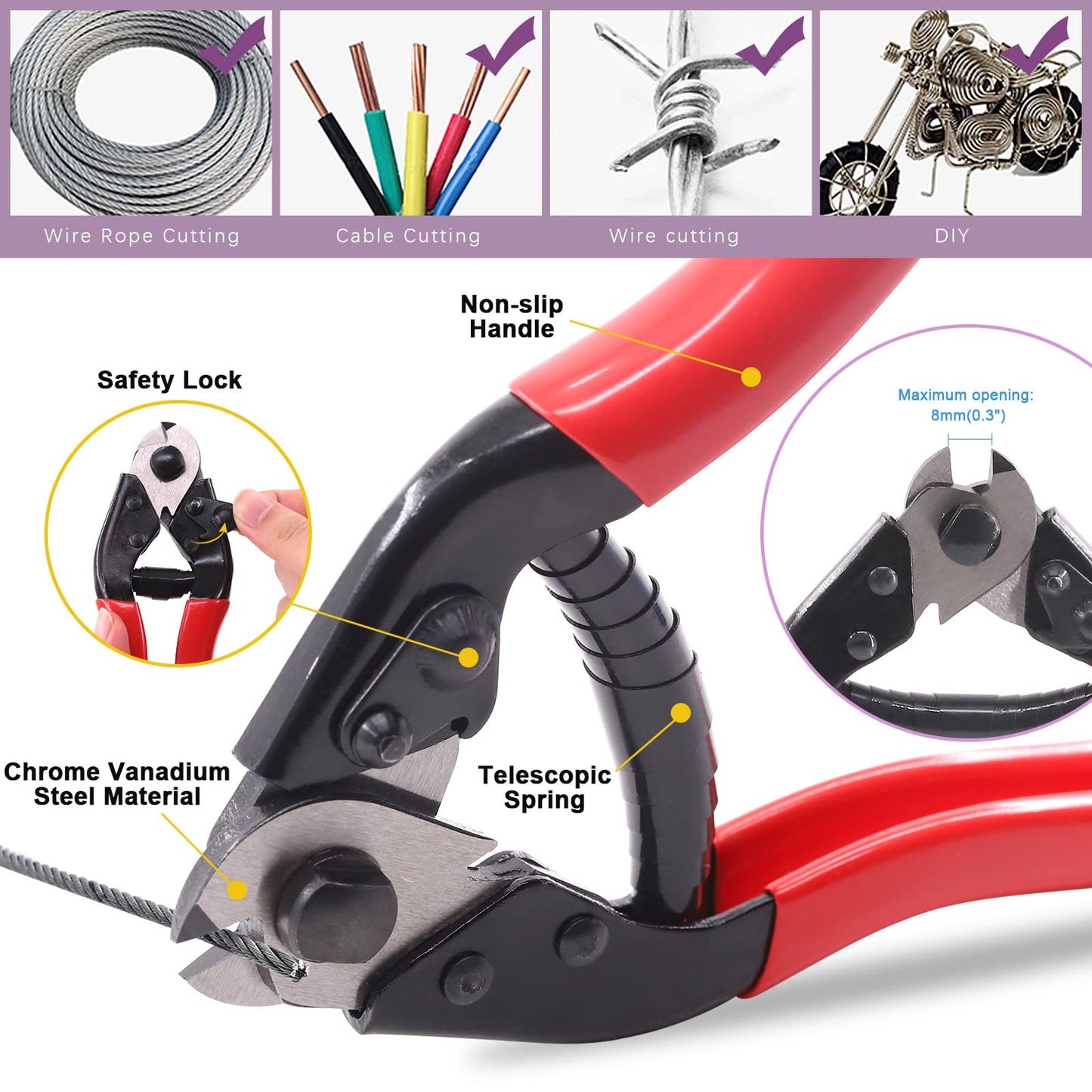 Swpeet 25Pcs Heavy Duty Cable Cutter and Alloy Cable End Crimps Brake Cable Tips with 4mm Derailleur End Caps and 5mm Bicycle Bike Brake Cable Tips Caps Assortment Kit for All Kinds of Bicycles