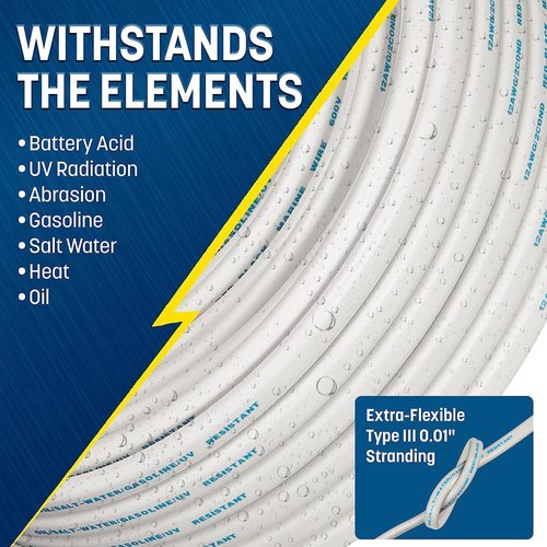 GS Power 100 Ft Duplex Marine Wire - 18 Gauge Oxygen-Free Tinned Copper Electrical Cable for Boats & RVs