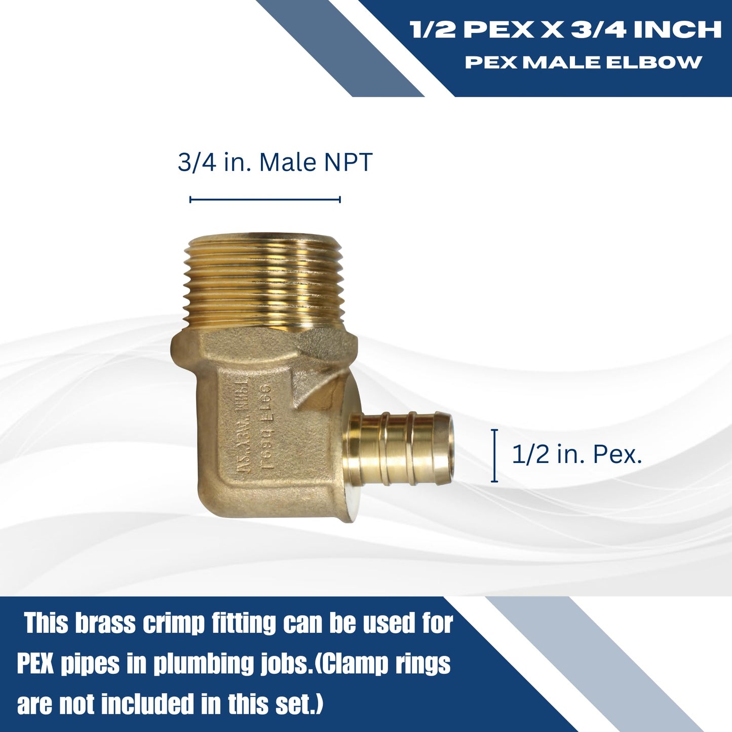 XFITTING Barb Crimp 1/2 Inch Pex X 3/4 Inch Male Threaded Elbow, 2 Pieces