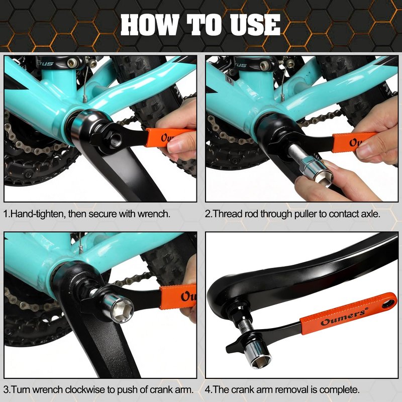 Oumers Bike Crank Extractor/Arm Remover and Bottom Bracket Remover with 16mm Spanner/Wrench. Professional Bicycle Repair Tool Kit
