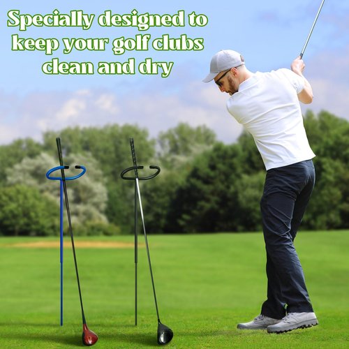 Silipull 2 Pcs C Shaped Golf Club Holder Keeps Your Clubs Clean, Dry and Visible Soft Rubber Covered Golf Stand, Easy to Carry Putter Holder