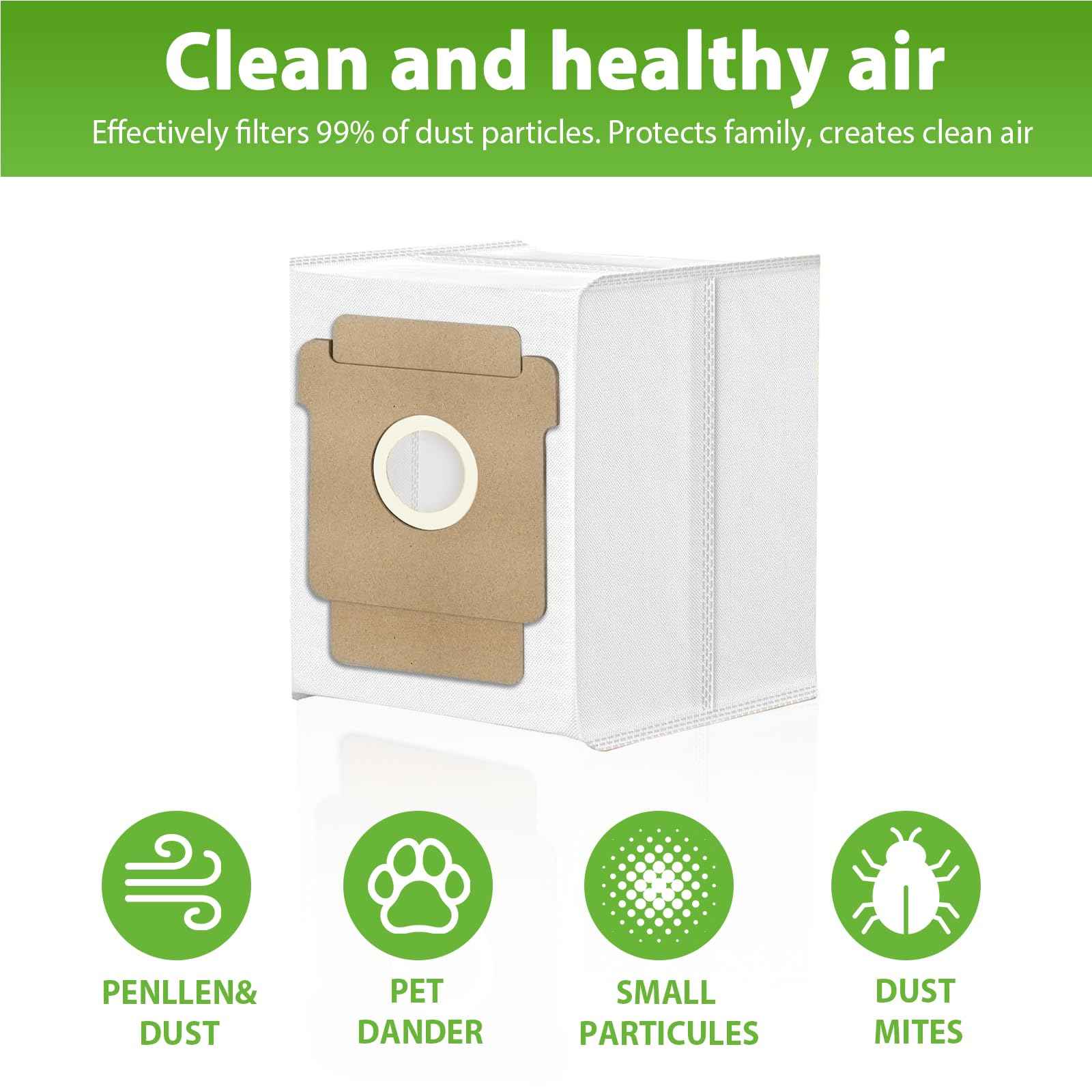 KGC Q0520 Dust Bags (10 Pack) for iRobot Roomba Vacuum 2 Essential，Q0520/ 105 Vac/ 104/105 Combo/Plus 405/Plus 505 Combo/Max 705 Vac Robot Vacuum Cleaner Disposable Replacement Bags Accessories