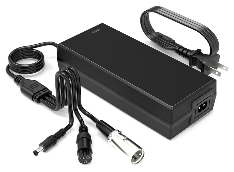 WOJIADA 54.6V 2A Electric Ebike Charger,3 Plugs for 48V Battery Charger DC5.5 * 2.5 and 3-pin and 12mm 3-Prong Replacement Charger,Ebike Scooter F1,F2,F
