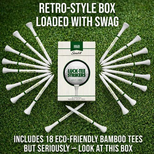 Luck-Tee Strikers Flip-Top Golf Tee Holder - Vintage Pocket Case with 18 Bamboo Tees | Unique Gift for Golfers