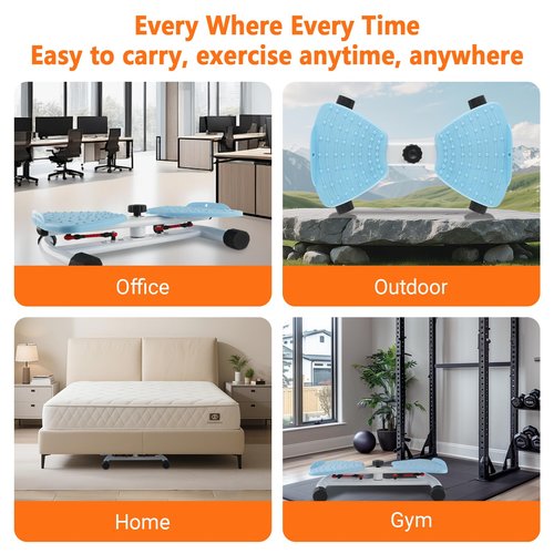 Waist Twisting Machine, Ab Twister Board, Adjustable Home Gym Equipment for Belly Fat - 330lbs Capacity, Ultra Quiet, Non-Slip Base for Women Men（Blue)