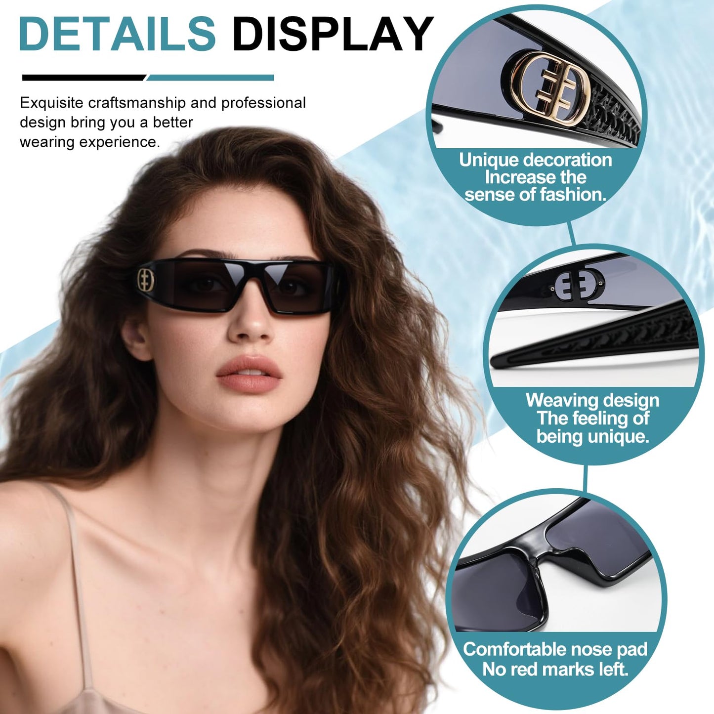 XODITO Fashion Sunglasses for Women, Cool Cycling Sunglasses for Men, Trendy Headband Shades UV400 Protection(Black)