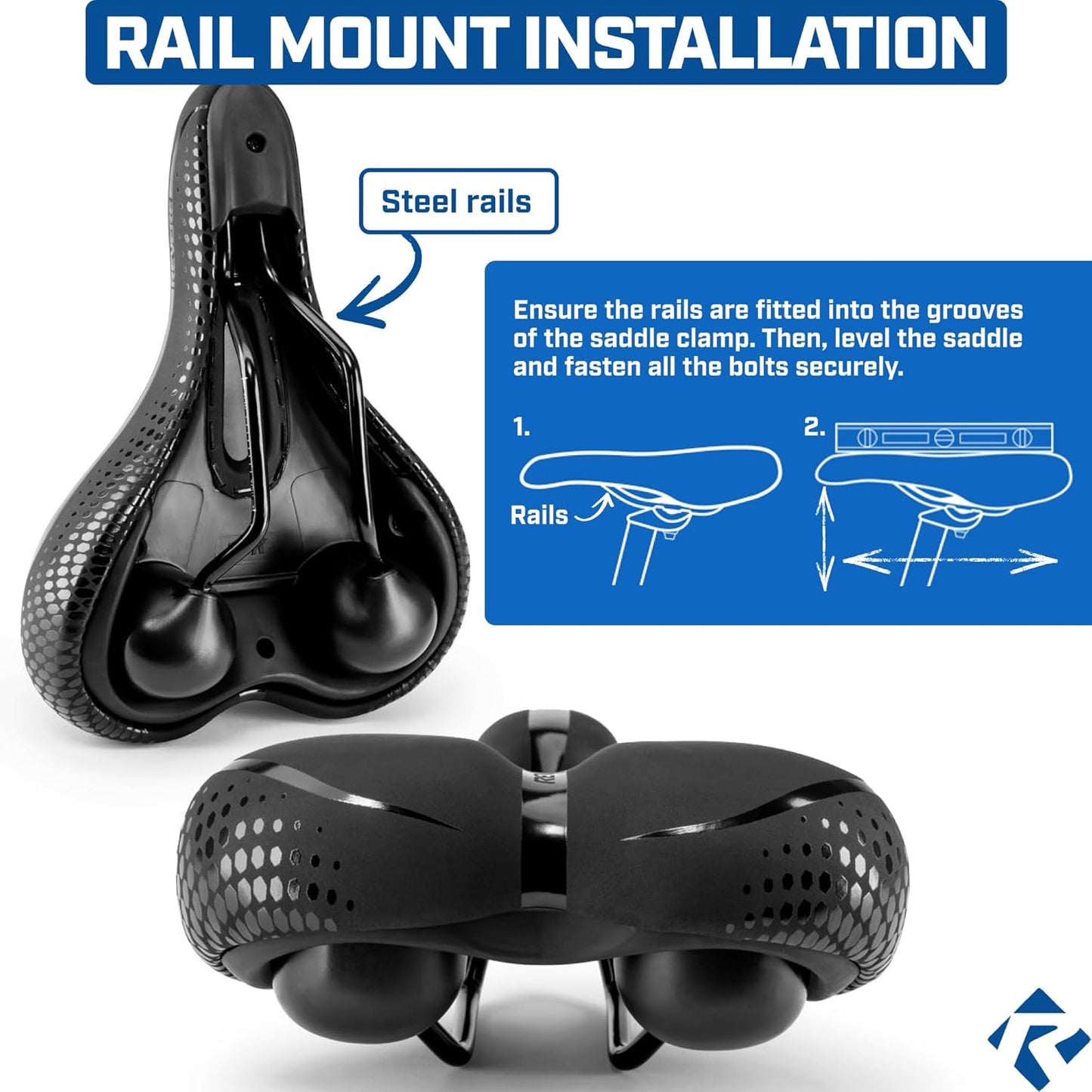 Revere Bike Seat - Performance Memory Foam Bicycle Saddle with Anti-Vibration Suspension | Waterproof for Men & Women