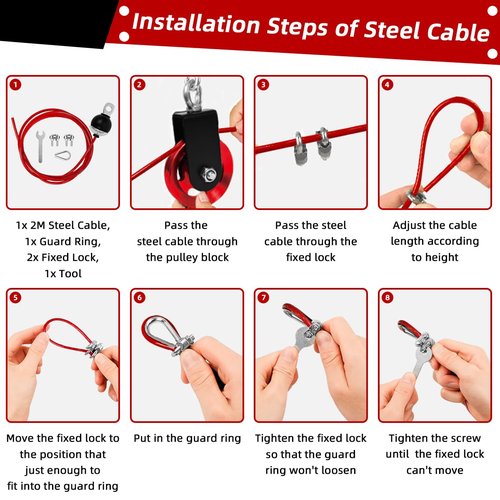 SUNMEG LAT Pulldown and Lift Weight Pulley System Cable Machine Fit Olympic 2 inch Attachments for Triceps Pull Down, Biceps Curl, Back, Forearm, Shoulder Home Gym Muscle Training Equipment