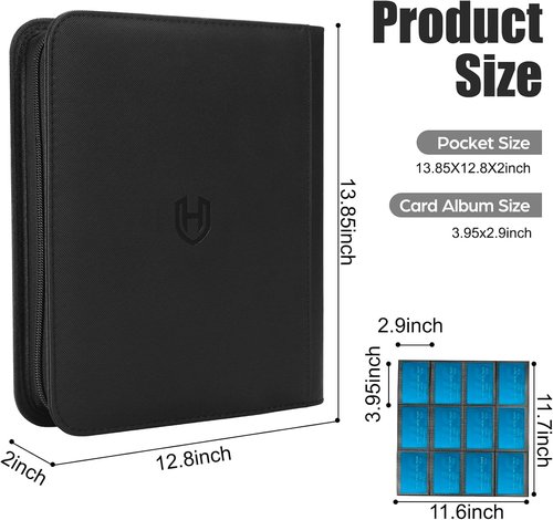 Card Binder - 12 Pocket Zippered Trading Card Holder | Premium PU Cover for TCG, MTG, Sports Cards