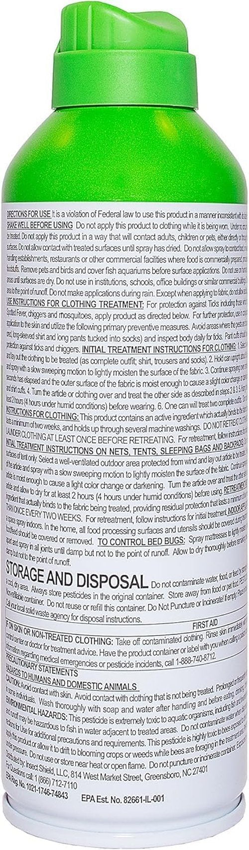 Insect Shield Premium Permethrin Spray - Effective Tick, Flea & Mosquito Repellent | Lasts 60 Days, 6 Oz Clear Aerosol
