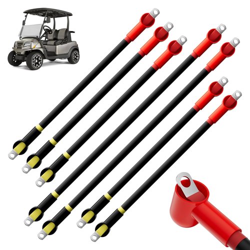 Tevacohn 7PCS Golf Cart Battery Cables for EZGO TXT 1994-Up, 36V/48V Heavy-Duty 4 Gauge Pure Copper Wires with Dust Cap, Golf Cart Power Cable Kit