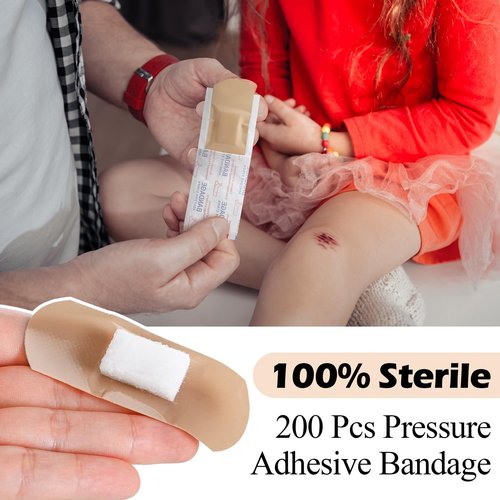 Geiserailie 200 Pcs Pressure Bandages XL for Dialysis Patients 2.83 x 1.18 Inch Pressure Adhesive Bandage Waterproof for Wound Care Absorbent Pad Thin Skin Seniors First Aid Essential