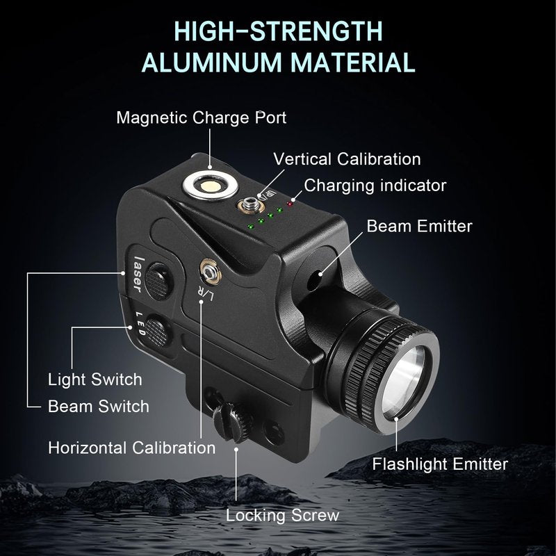 Zolmods Pistol and Rifle Flashlight Laser Sight,Green Laser Light Combo,Magnetic Charging Flashlight Laser Combo,Picatinny Gun Light Lasers Used for Outdoor Hunting and Aiming Targets