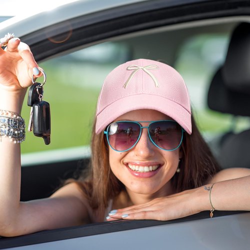 2-Pack Pink & White Bow Hat - Cute Embroidered Bow-tie Baseball Cap for Women Girls, Adjustable Cotton Coquette-Style Dad Hat for Sun Travel Sports Summer