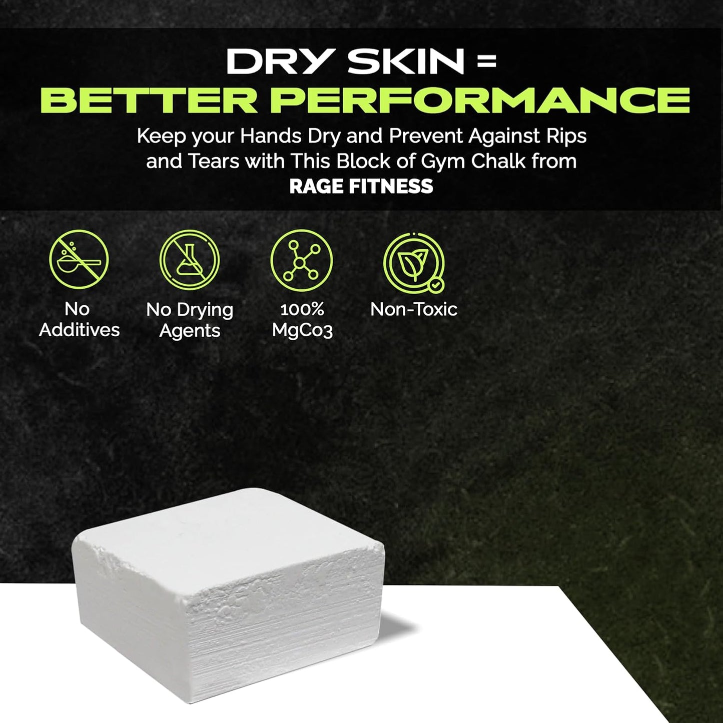 Rage Fitness Gym Chalk Block - 2oz Magnesium Carbonate for Superior Grip | Ideal for Weightlifting & Climbing