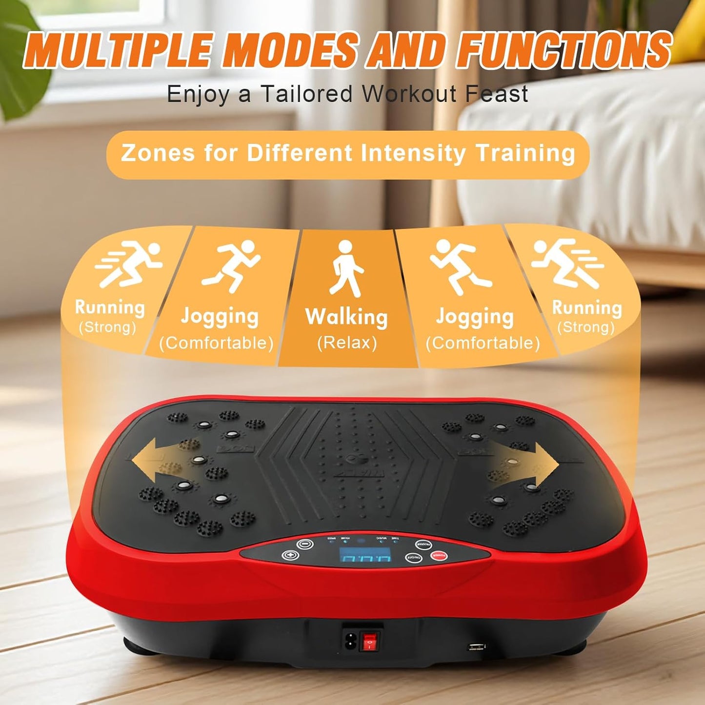 Skiennix Vibration Plate Exercise Machine - 200 Adjustable Speeds & 10 Programs | 500LBS Capacity, Resistance Bands for Whole Body Fitness