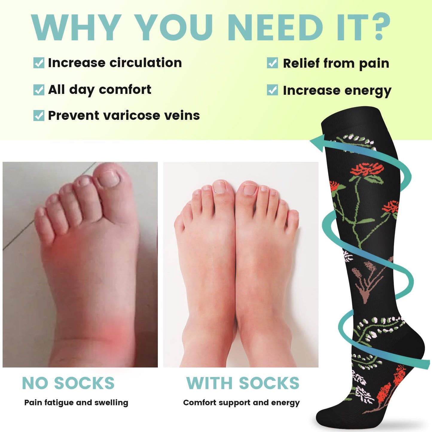 Copper Compression Socks 15-20 mmHg for Men & Women 8 Pairs – Circulation Support for Nurses, Travel, Running, Hiking, Soccer,Gift,Pregnant, Nurses(S/M)