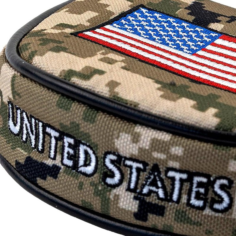 GOOACTION Camo Golf Mallet Putter Head Cover - Magnetic Closure Camouflage Green & USA Flag Design Waterproof PU Leather Protector for Mallet Clubs