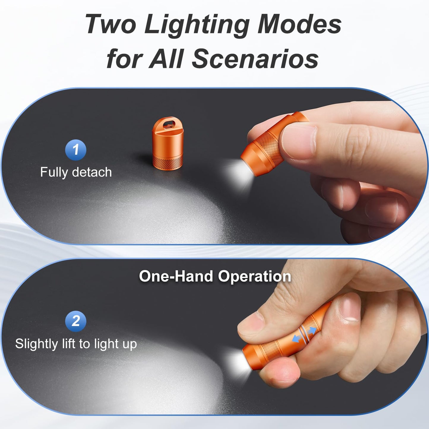 EDC Mini Flashlights High Lumens LED Pocket Keychain Magnetic Activation Flashlight Type-C Rechargeable Small Flashlight Long Battery Life & Long Illumination Distance -LT090 Mini X1 (1, Orange)