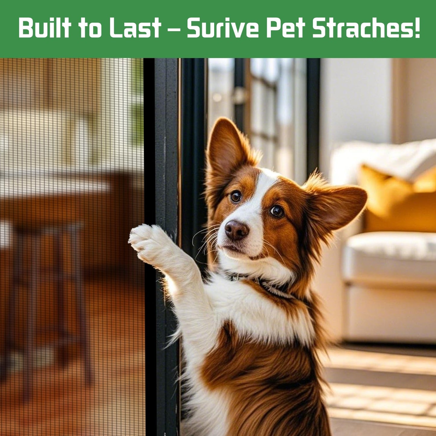 YOUBST Magnetic Screen Door Mesh Keeps Bugs Out: Door Screen Magnetic Closure 36" x 83" Fits Door Size 34" x 82" - Magnetic Door Curtain Heavy Duty Fiber Fabric Washable - Hands Free Entry