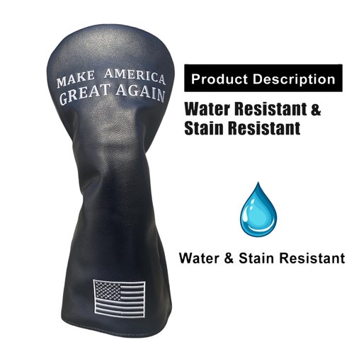 Golf Driver Headcover, USA Patriotism Golf Driver Head Cover fits for 460cc Drivers, Synthetic Leather Golf Club Covers for Men, fits for Taylormade, Cobra, Adams (Black)
