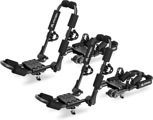 ARKSEN Universal Folding Kayak Roof Rack - Heavy Duty Adjustable J-Bar Carrier for Cars, SUVs & Trucks