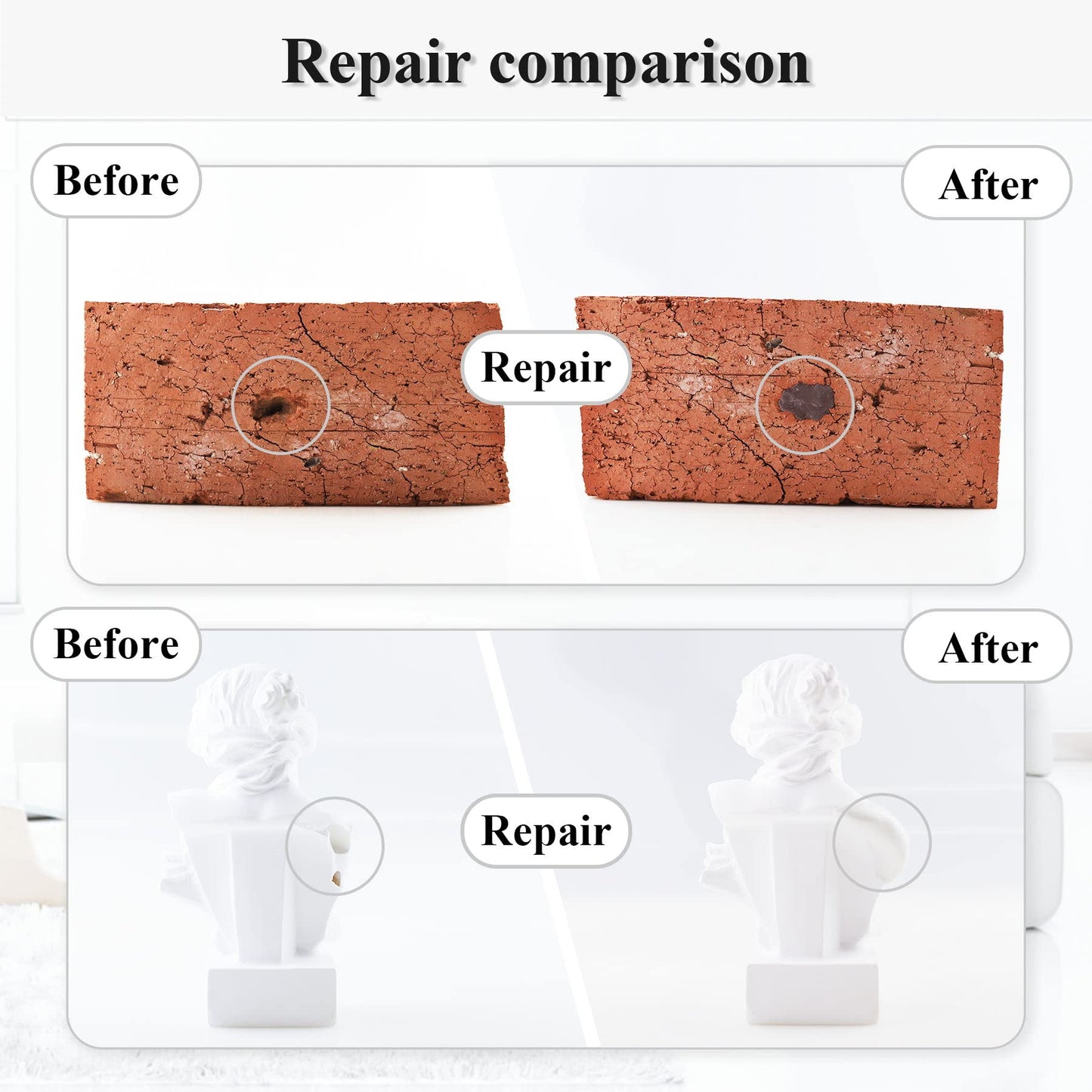 VIKEYTIM Epoxy Putty, 120g Quick Leak Repair Epoxy Putty Plastic, Ceramic, Acrylic, Metal, Stone, Wood, Glass Bonding and Repair Stick (White)