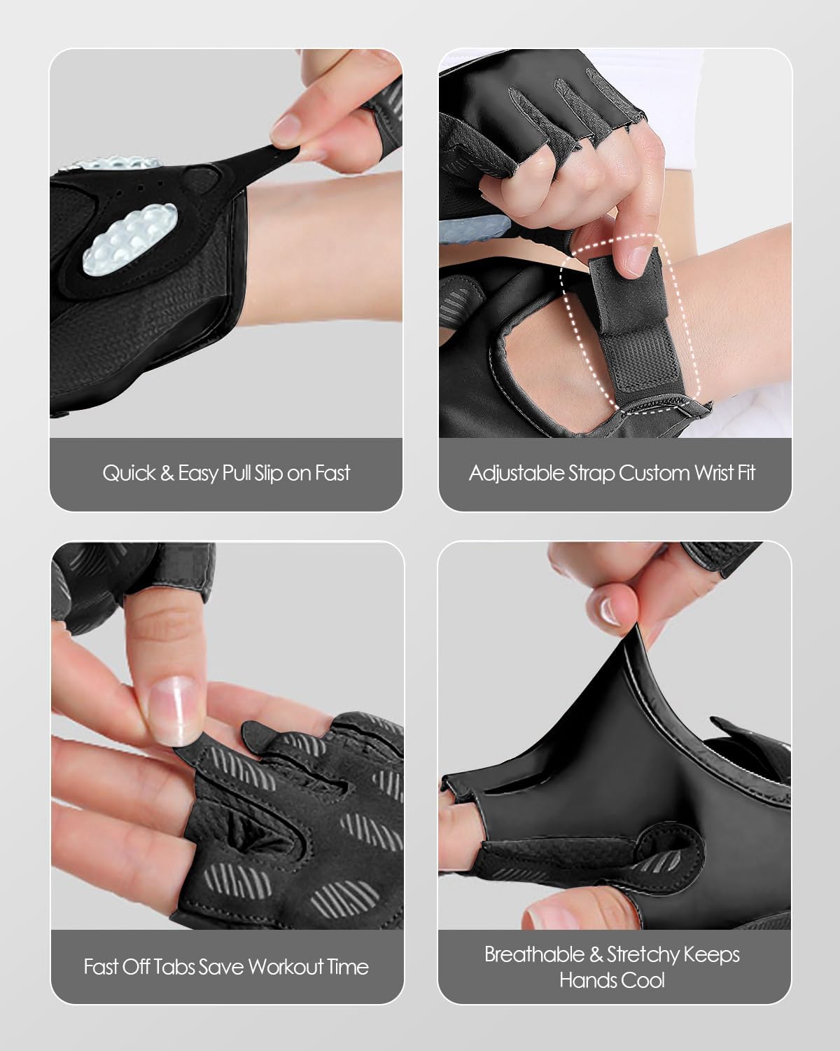 Skiennix Workout Gloves - Fingerless Gym Gloves with Silicone Grip & Palm Padding for Weight Lifting | Unisex