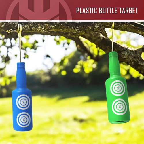 KNINE OUTDOORS Shooting Targets - 6 Pack Plastic Bottles in Bright Colors with Hanging Rope for Airsoft & BB Gun Practice