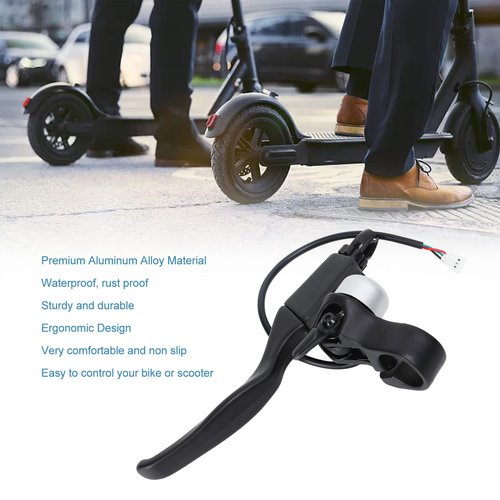Luatoxry Brake Handle for Scooter, Aluminum Alloy Scooter Brake Handle Replacement, Non Slip E Scooter Lever with Bell, Black Brake Lever Replacement with Ergonomic Design, 1Pcs