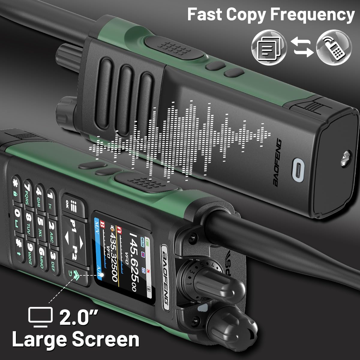 BAOFENG Radio DM32 DMR Radio Ham Radio Handheld Long Range Walkie Talkies Rechargeable 2500/3800mAh Battery GPS DM-32UV Digital Emergency NOAA Weather 5RM Tactical Radio for Survival Gear Hunting