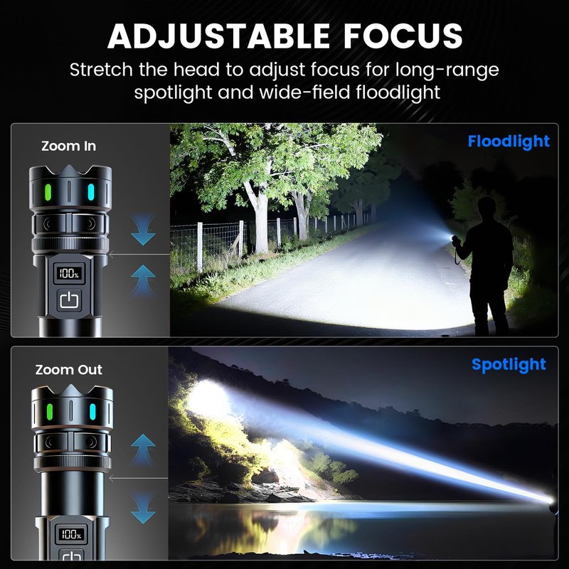 VASTFIRE Rechargeable Flashlights High Lumens, 30W Super Bright LED Flashlight with LCD Display, 3937ft Beam & 12H Long Lasting, High Powered Handheld Flash Light with Magnet for Home, Camping