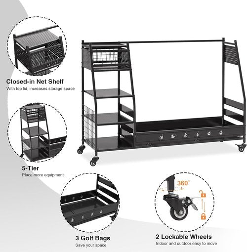 Lauren & Harold Golf Bag Organizer - Garage Storage Rack for 2 Golf Bags & Clubs | Durable and Space-Saving Design