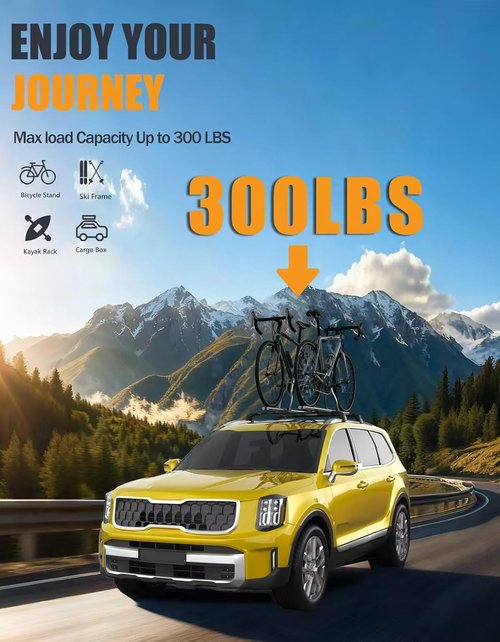 KINGGERI Roof Rack Cross Bars - Lockable Aluminum Cargo Rails for Kia Telluride 2019-2026 | 300lbs Capacity