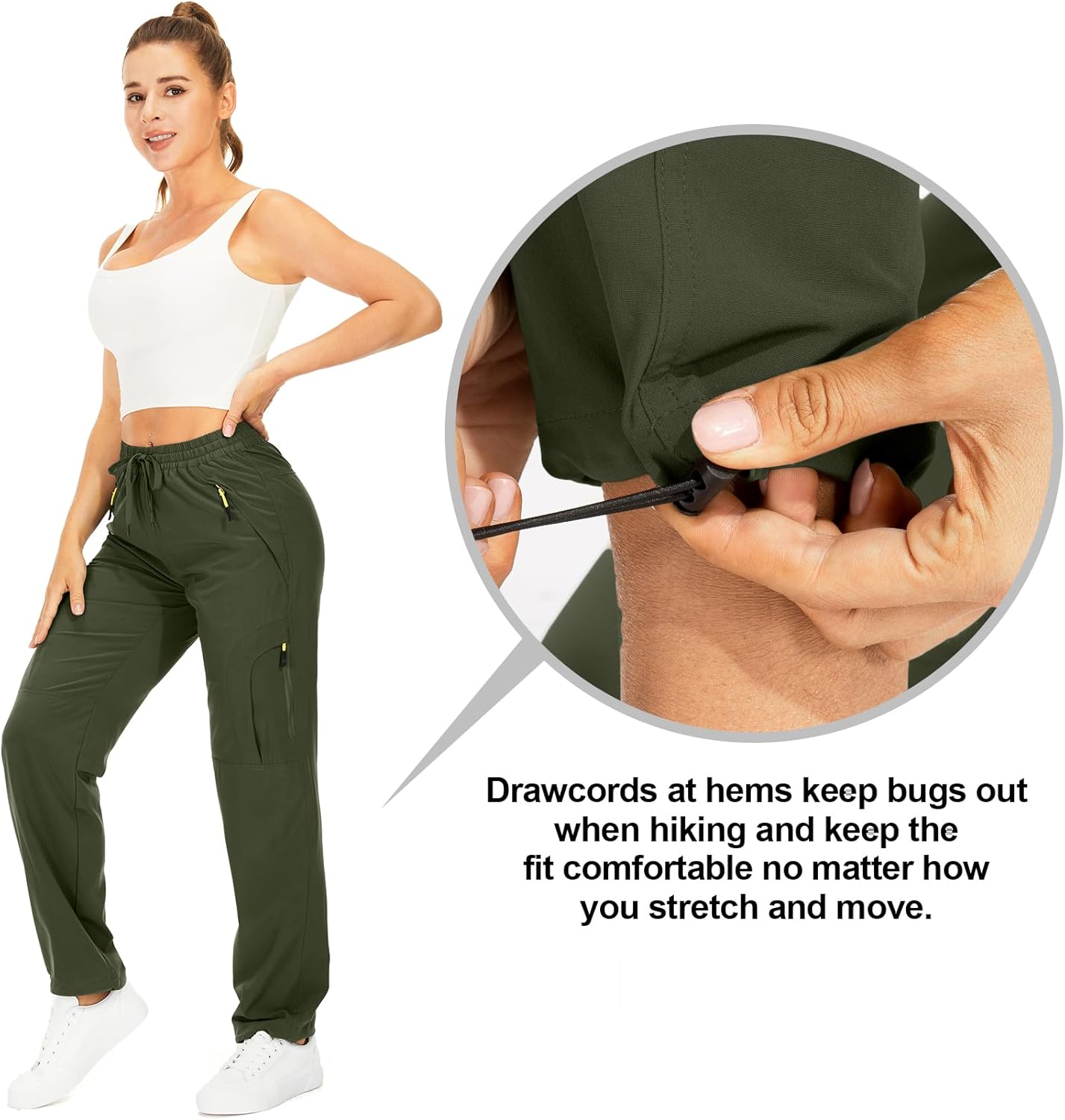 Skiennix Women's Hiking Pants - Quick Dry, Lightweight, UPF 50, Cargo Style with Zipper Pockets